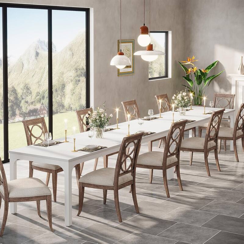 78.7" Rectangle Wood Dining Table, Long Kitchen Table for Living/Dining Room