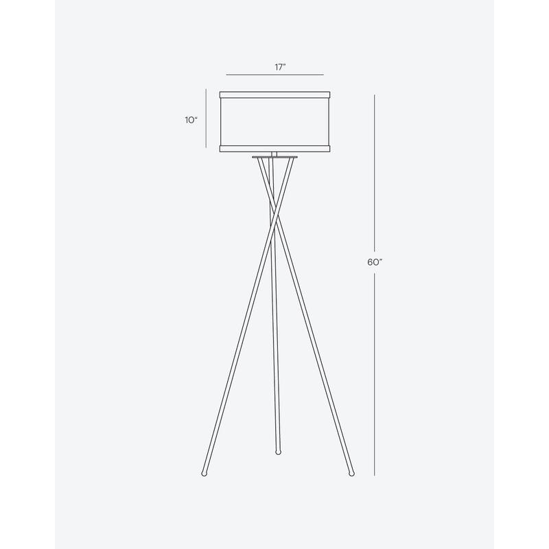 Brightech Jaxon 60 in. Classic Black Mid-Century Modern LED Super Bright Floor Lamp with Beige Fabric Drum Shade