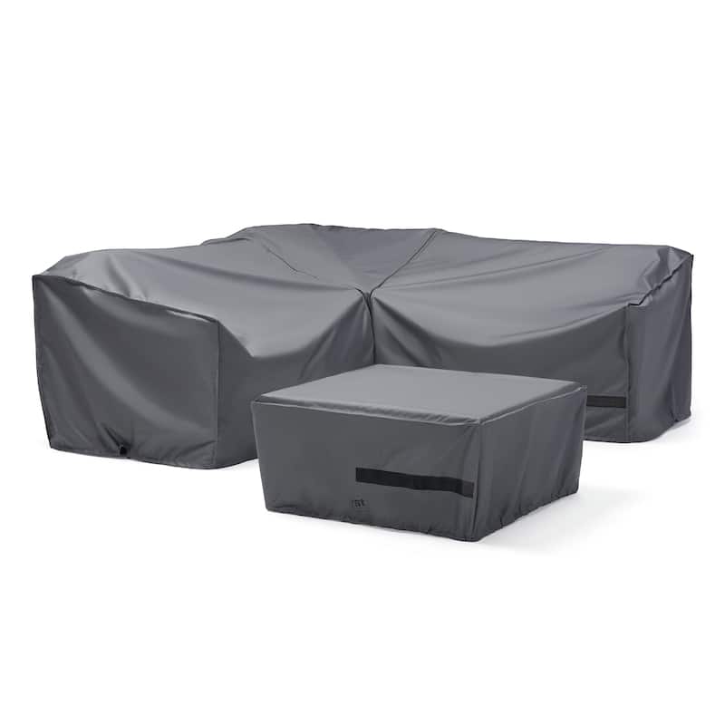 Milo 4 Piece Polyester Outdoor Patio Sectional Deluxe Furniture Covers - Grey