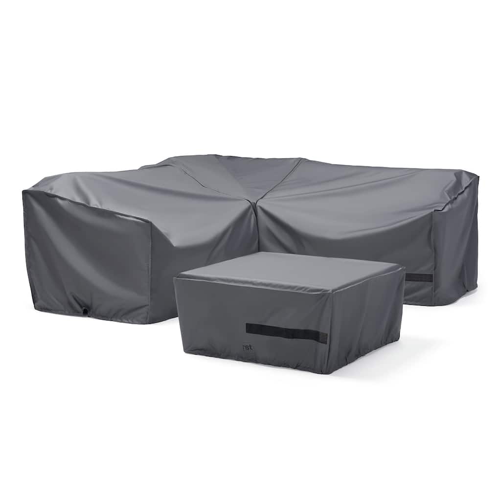 Milo 4 Piece Polyester Outdoor Patio Sectional Deluxe Furniture Covers - Grey