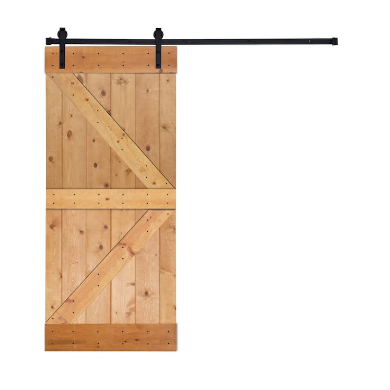 Paneled Wood Barn Door with Installation Hardware Kit - K3 Series - 24" - Ipswich Pine