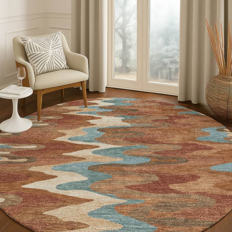 Machine Washable Indoor/ Outdoor Modern Mason Chantille Rug