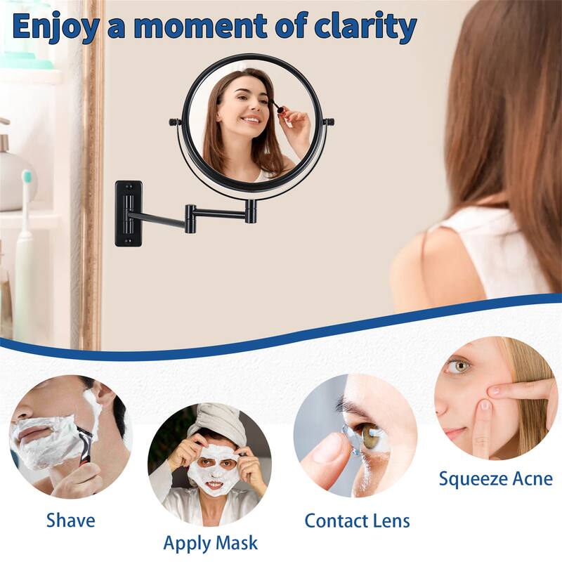 Makeup Mirror 10x Magnification Double-Sided Swivel Mirror Wall Mount