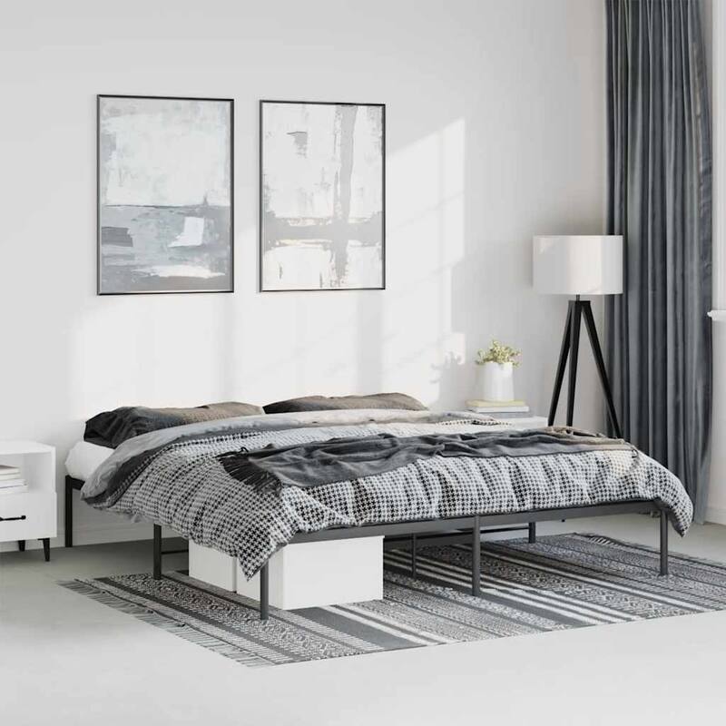 vidaXL Metal Bed Frame, No Mattress - Black 86.2" x 73.6" x 12.2" - King