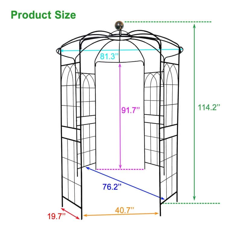 Black Outdoor Metal Garden Arch Arbors Gazebo Birdcage Shape Pergola Pavilion for Wedding Ceremony