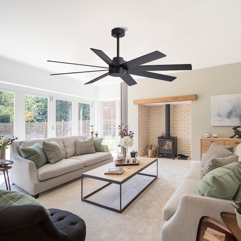 MLiAN 72 in. 8-Plywood Blades Indoor Ceiling Fan With Remote... - Black