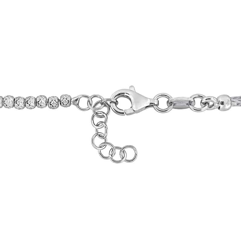 Miadora 2.5mm Bead with 1.7mm Wheat Link Chain Bracelet Sterling Silver