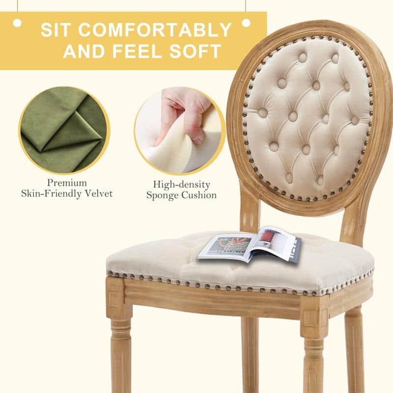 French Style Solid Wood Dining Chair with Nailhead Set of 6