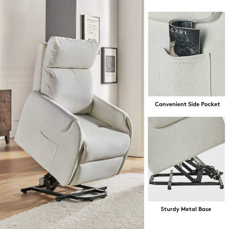 Irene Modern Lift Assist Power Recliner with Wired Controller and Side Pocket by HULALA HOME