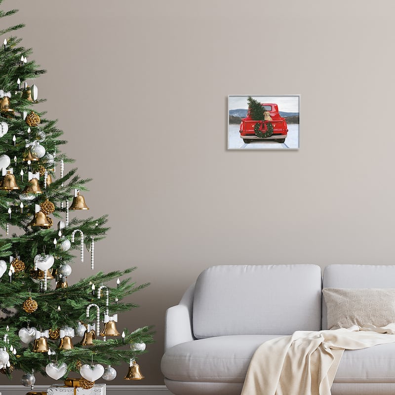 Stupell Holiday Tree in Truck Framed Giclee Art Design by James Wiens