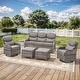 preview thumbnail 102 of 101, Outdoor Sofa with 6-Inch Thick Cushions Furniture for Porch 5PCS Sofa w/ Swivel Chair Ottoman - Grey Wicker Grey Cushion