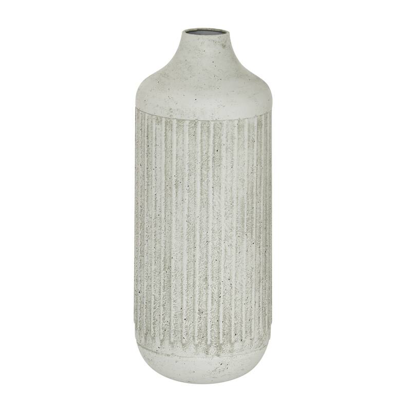 Gray Metal Textured Decorative Vase - 7 x 7 x 17