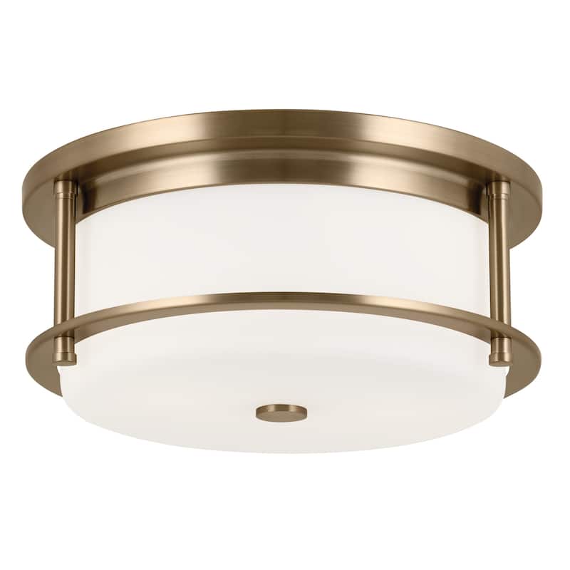 Kichler Lighting Brit 12 in. 2-Light Champagne Bronze Flush Mount Light with Satin Etched Glass