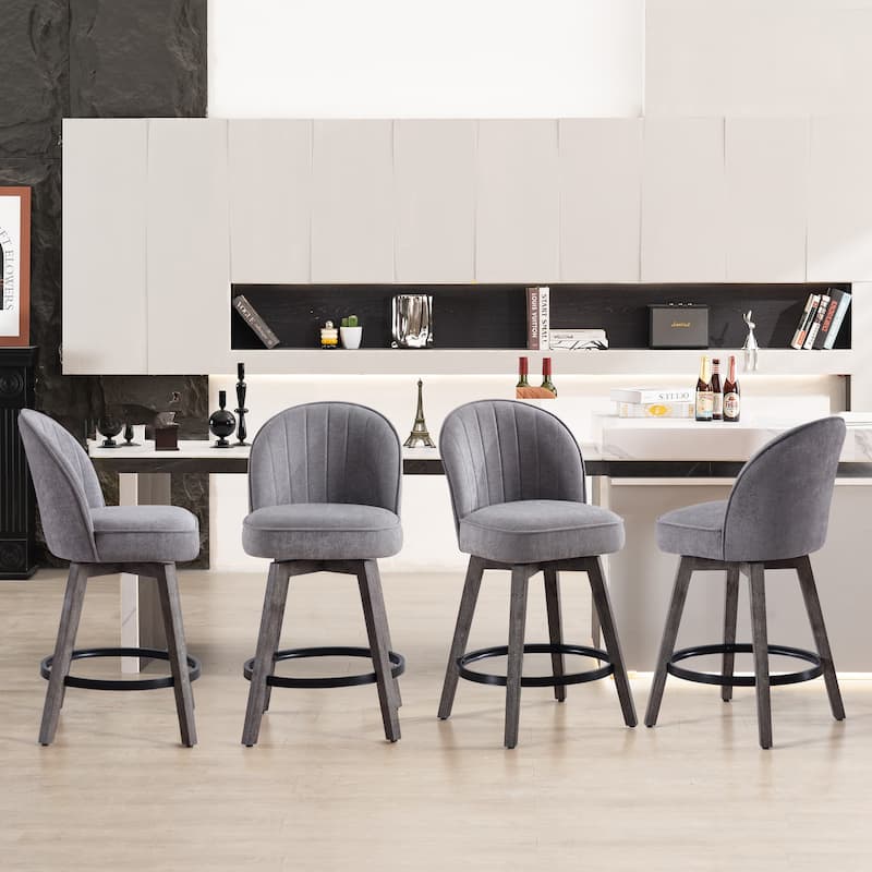 HOMYKA Swivel Bar Stool with Wood Legs Set of 4
