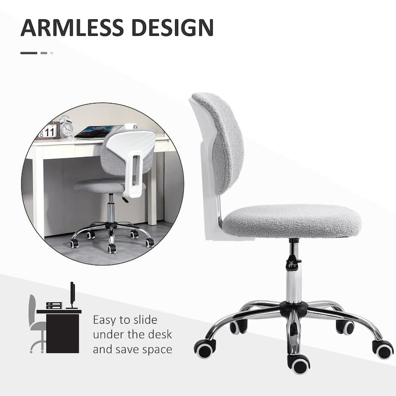 Armless Office Chair Fabric Computer Desk Chair with Adjustable Height Swivel Wheels