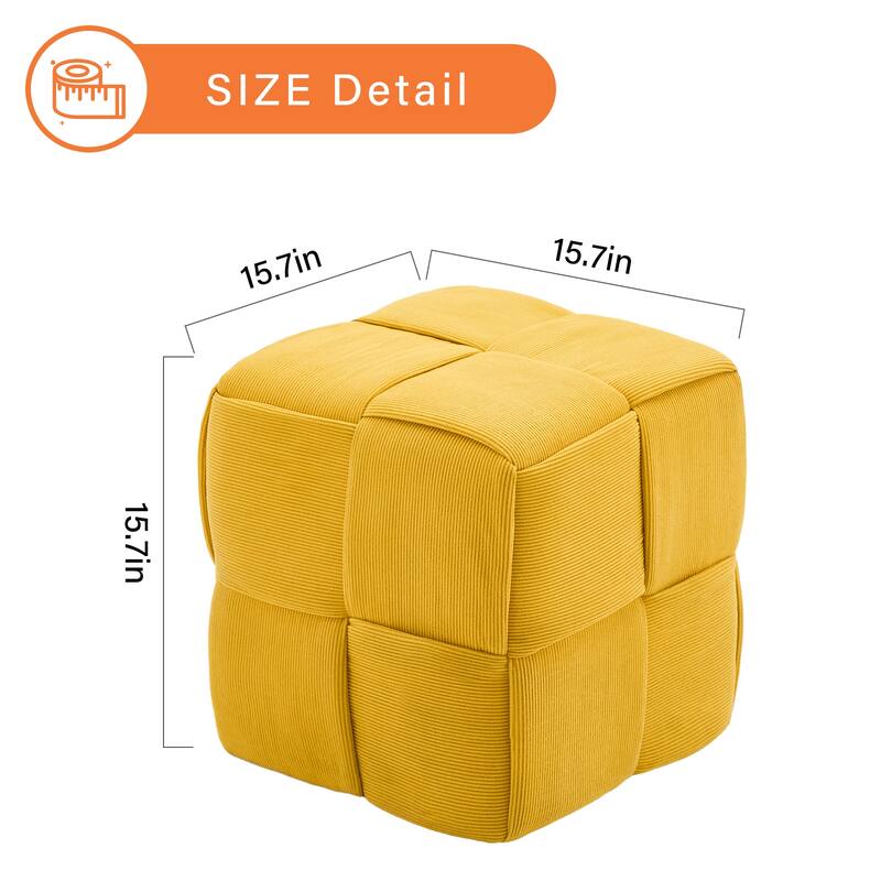 Soft Corduroy Fabric Ottoman Stool for Home Bedroom Living Room Vanity Chair Comfortable