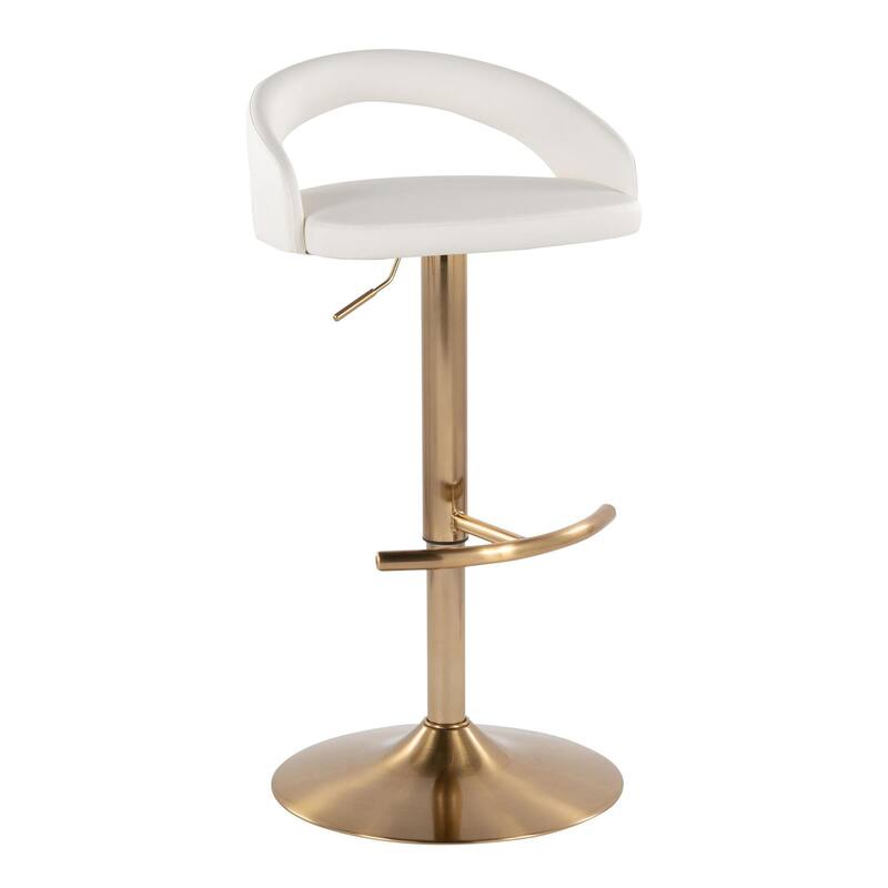 Grotto Upholstered Adjustable Barstool with Gold Metal - Set Of 3