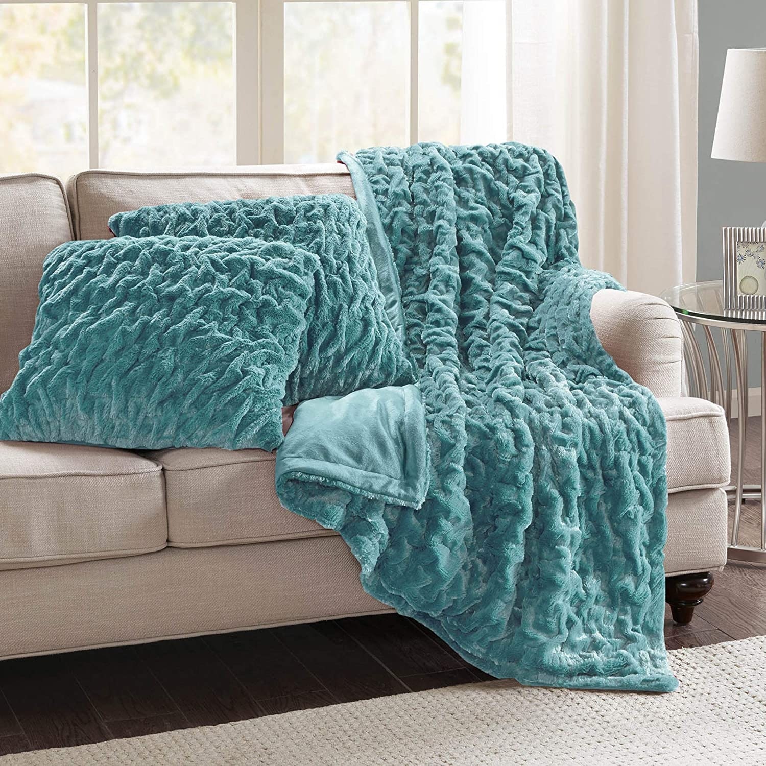 Fluffy blanket sales 3 piece set
