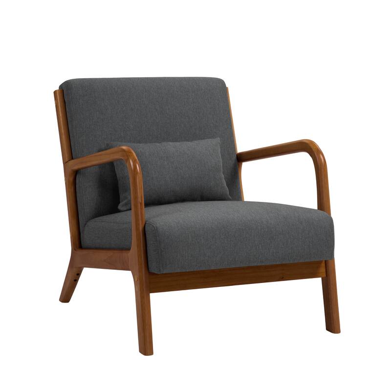 Mid Century Solid Wood Upholstered Accent Chair