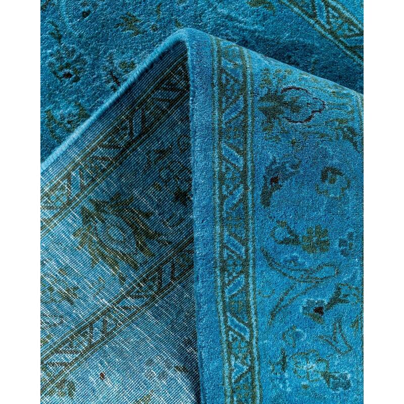 Fine Vibrance, One-of-a-Kind Hand-Knotted Runner Rug - Blue, 2' 6" x 10' 3" - 2' 6" x 10' 3"