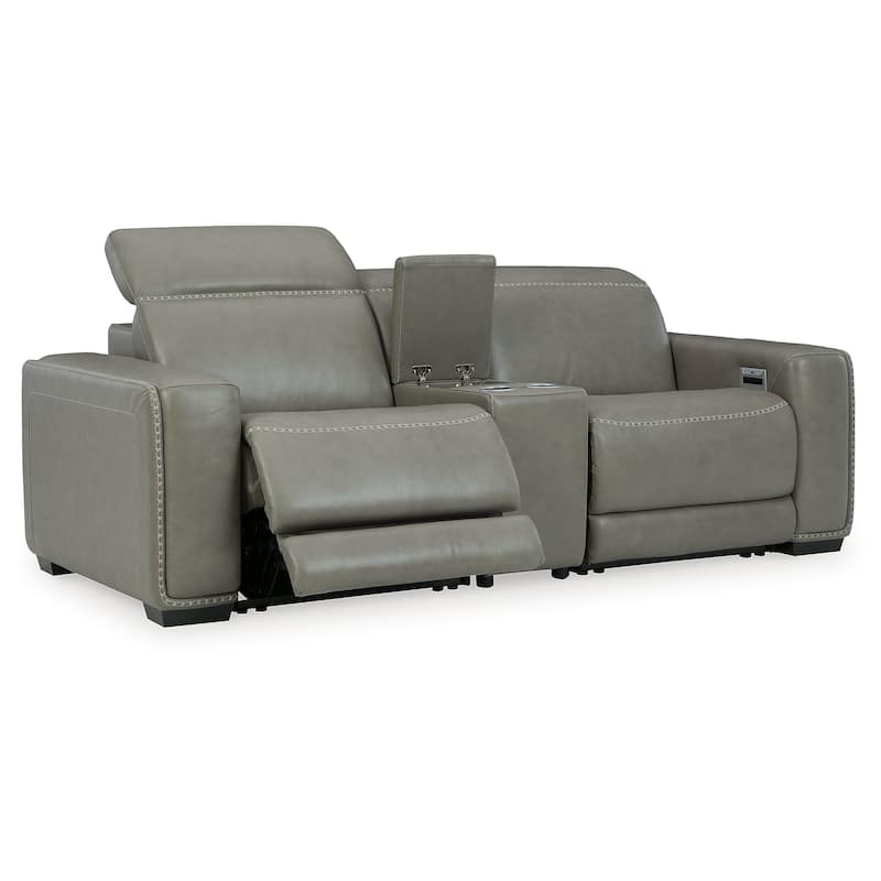 Signature Design by Ashley Correze Gray 3-Piece Power Reclining Sectional Loveseat with Console - 88.5"W x 41"D x 33.25"H