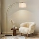 preview thumbnail 2 of 11, Brightech Logan 76 in. Antique Brass Modern Adjustable and Extendable LED Floor Lamp with White Fabric Drum Shade