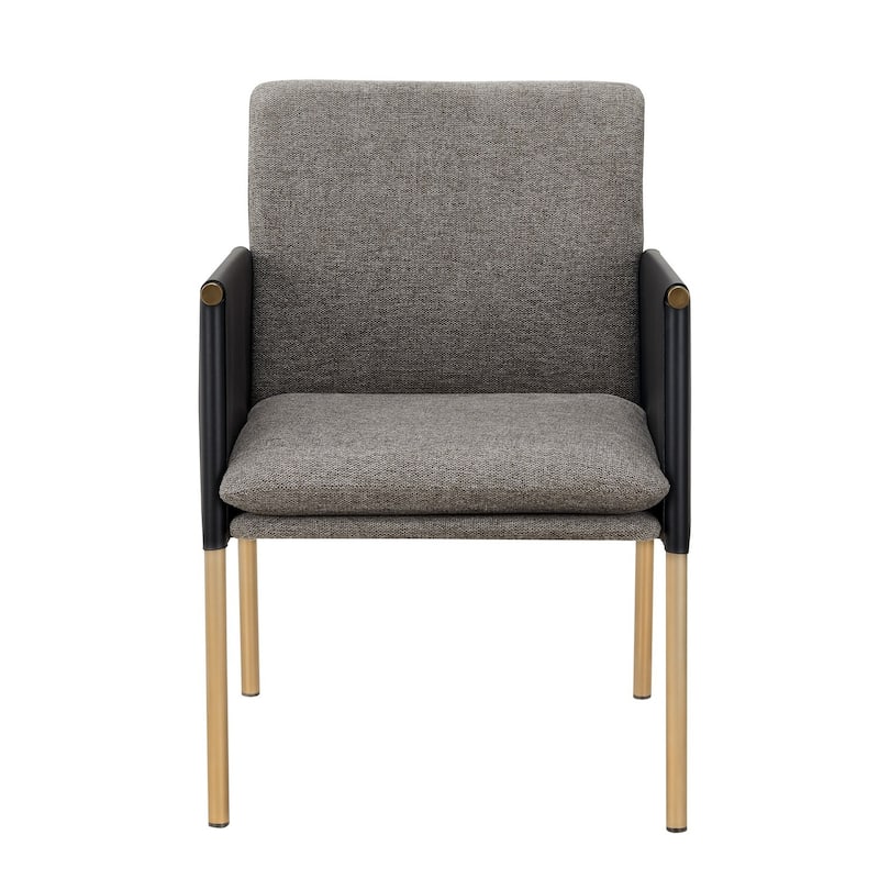 Brass/Gray Fabric Upholstered Metal Frame Dining Chair, Sturdy Dining Chair for Dining Rooms - 20.5