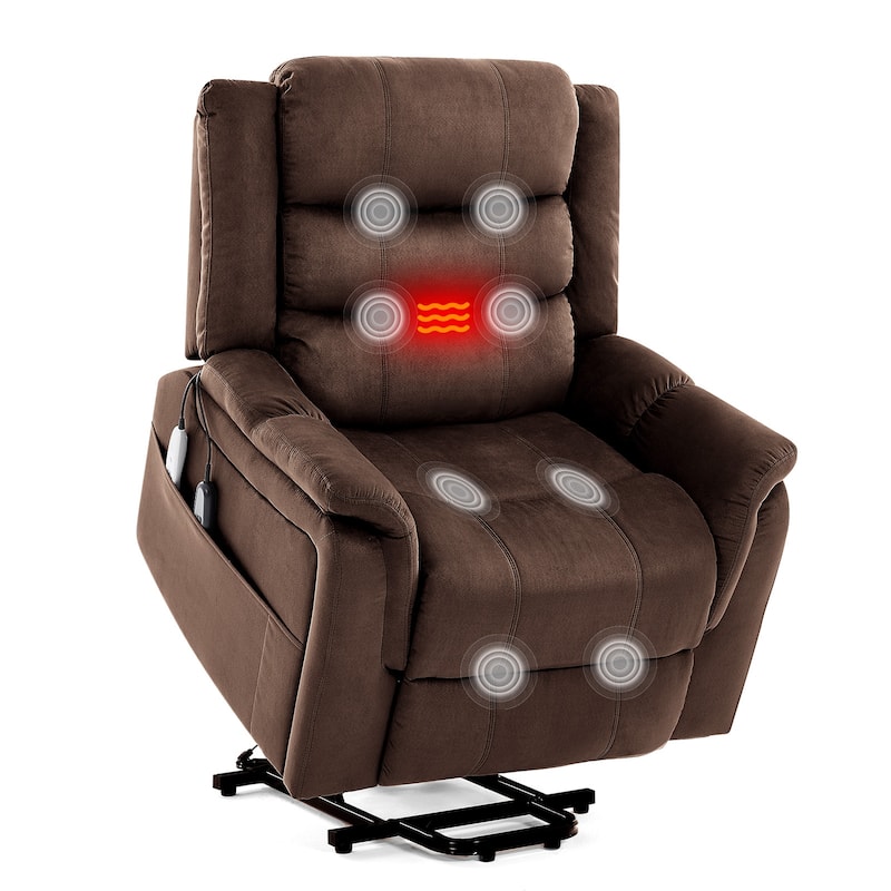 Bestier 37" Power Lift Recliner Chair With Massage and Heating, Electric Lift Recliner Single Sofa with Side Pockets for Elderly