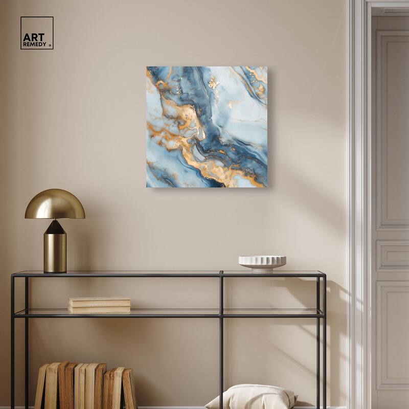 Golden Cloud Marble Canvas by Art Remedy, Gallery Wrapped