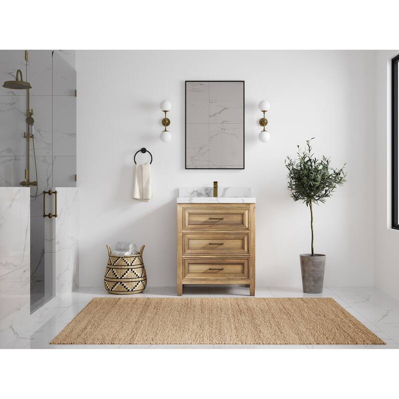 Willow Collections 30 in. W x 22 in. D Santa Monica Teak Single Sink Bathroom Vanity with Countertop