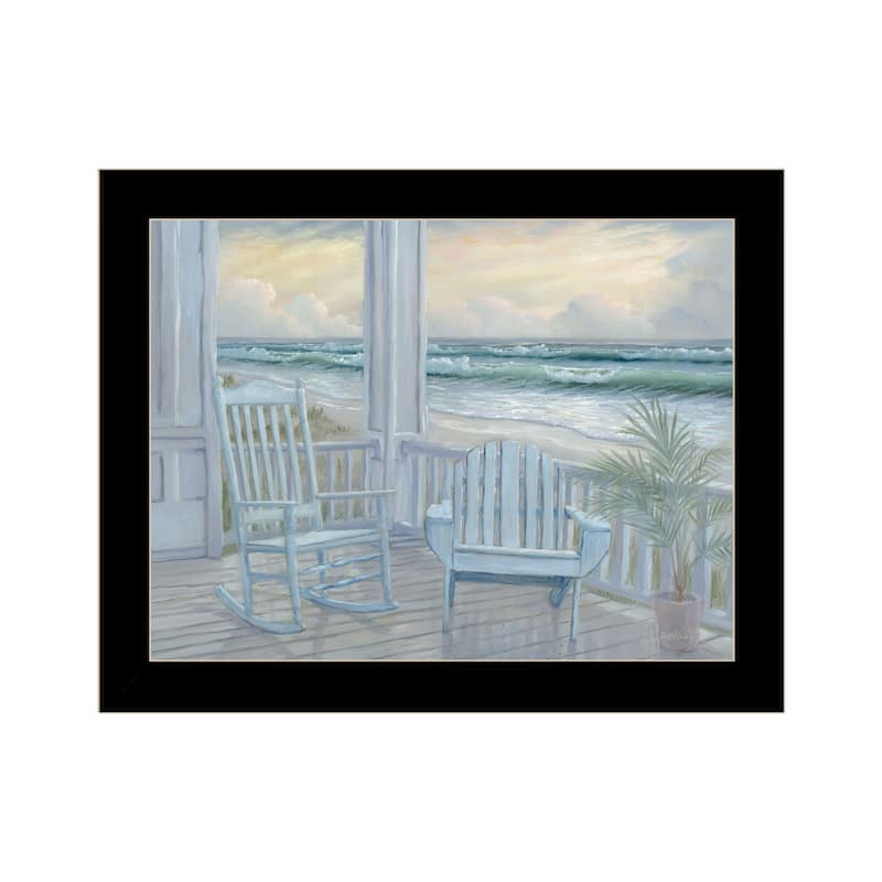 TrendyDecor4U Coastal "Coastal Porch II" Framed Print Wall Art - Black