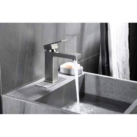 Deck Mounted Brushed Nickel One Hole Bathroom Faucet