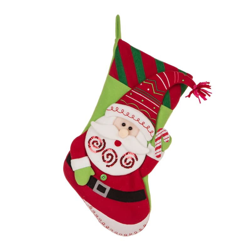Glitzhome 21"L Embroidered Linen Red Truck Dachshund Christmas Stocking