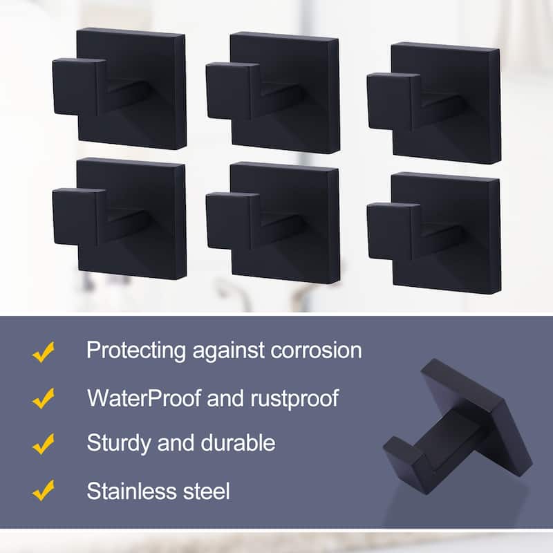 WOWOW J-Hook Wall Mount Robe/Towel Hook 6PCS