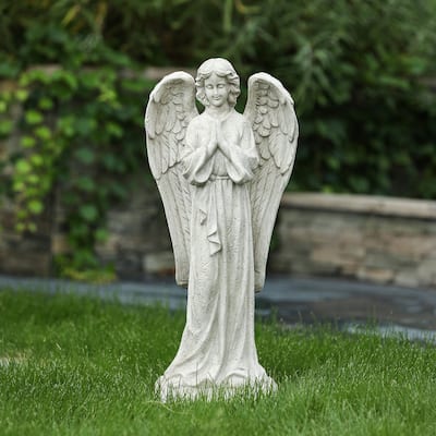 Off-White Resin Praying Angel Garden Statue