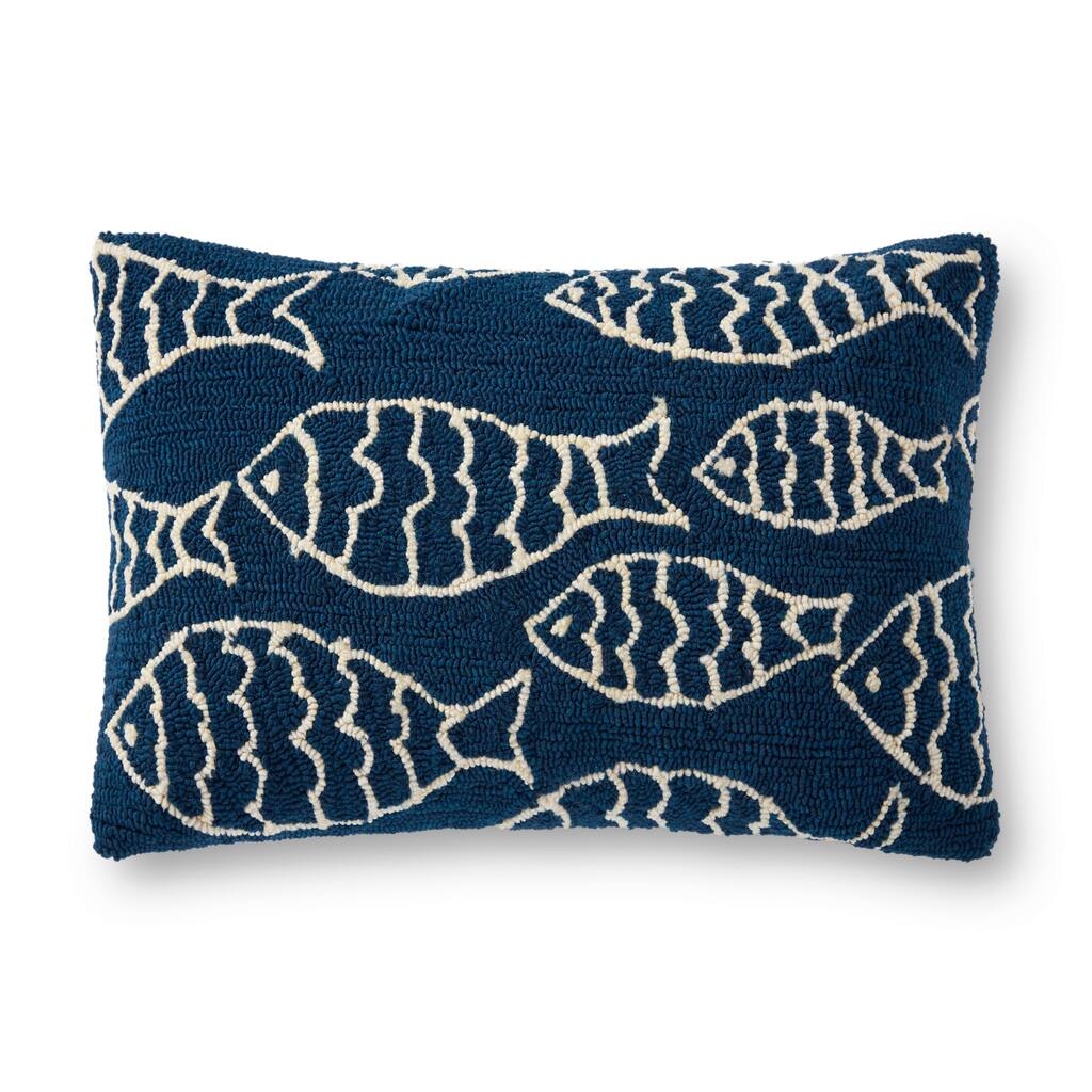 Alexander Home Lake House Hooked Fish Throw Pillow