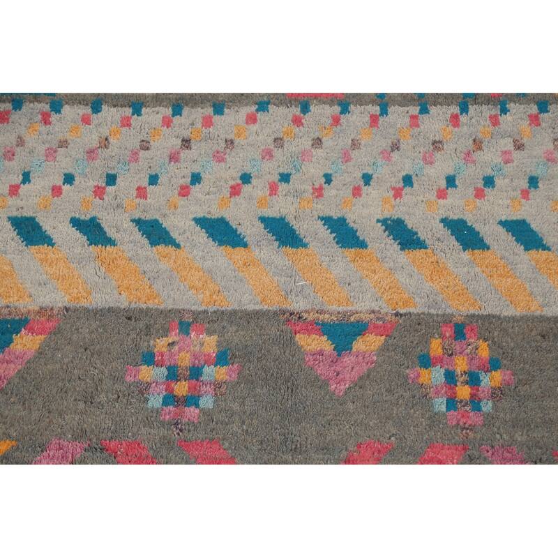 Tribal Moroccan Oriental Area Rug Wool Hand-knotted Living Room Carpet - 6'11" x 10'5"