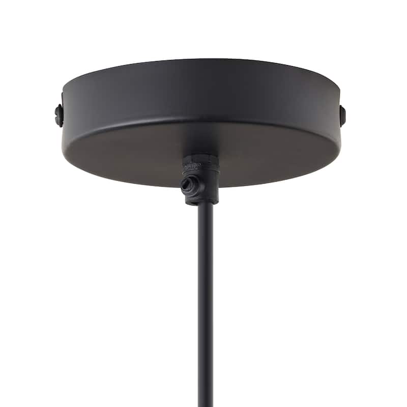 Beverly River of Goods Black Metal and Hand-Blown Glass Globe 7-Inch Pendant Light with Adjustable Hanging Cord - 7" x 7" x 64"