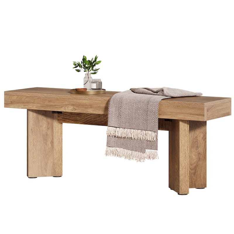 47" Wooden Entryway Bench, Indoor End of Bed Bench, Long Table Benches Seat for Bedroom, Hallway, Foyer, End of Bed