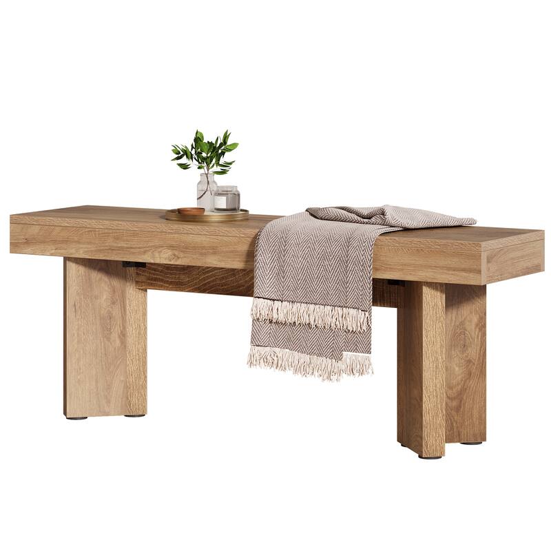 Wood Entryway Bench, Long Indoor End of Bed Bench, Bedroom Hallway Foyer Accent Seat Bench