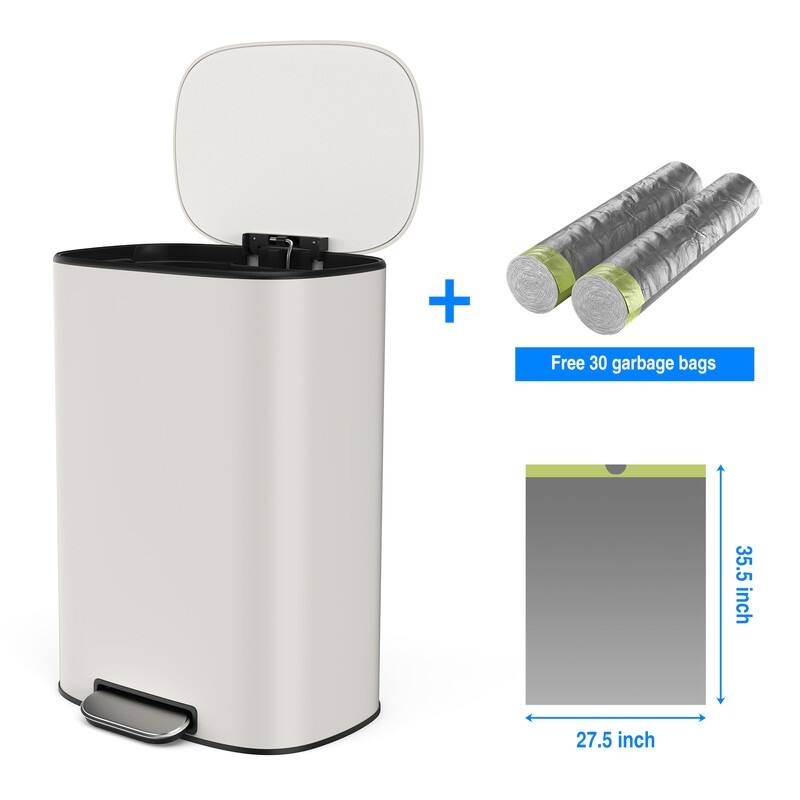 Black Grey 13 Gallon 50L Step-on Kitchen Trash Can with Soft Close for Home,Office