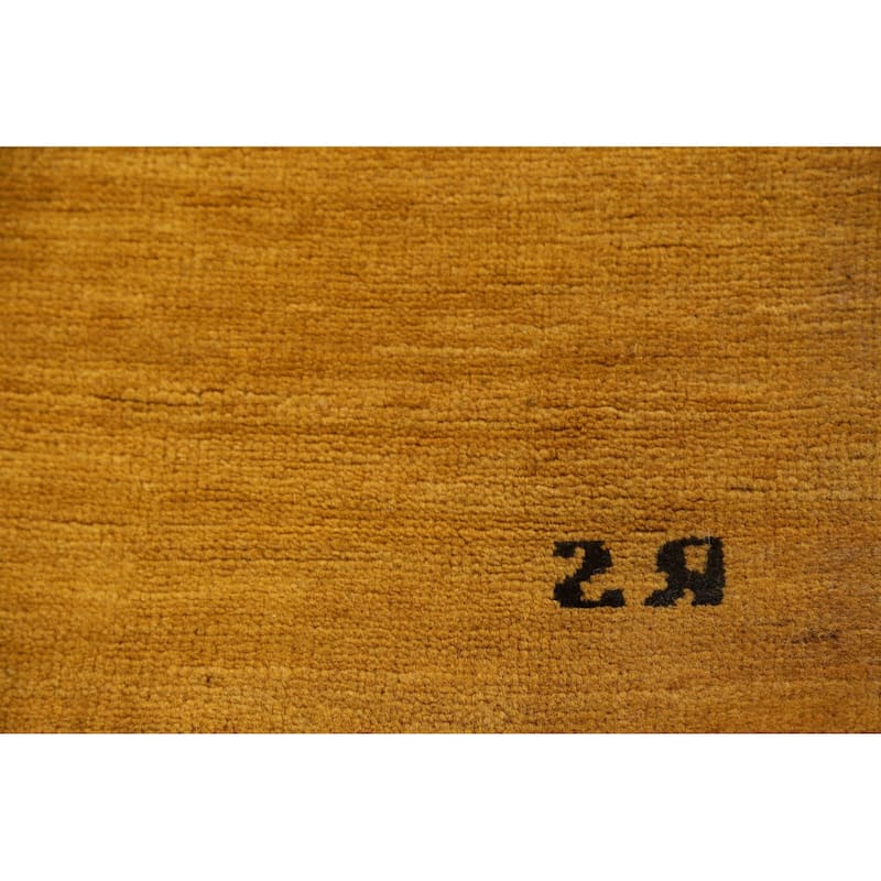 Yellow / Gold Modern Gabbeh Oriental Foyer Rug Handmade Wool Carpet - 3'10"x 4'6"