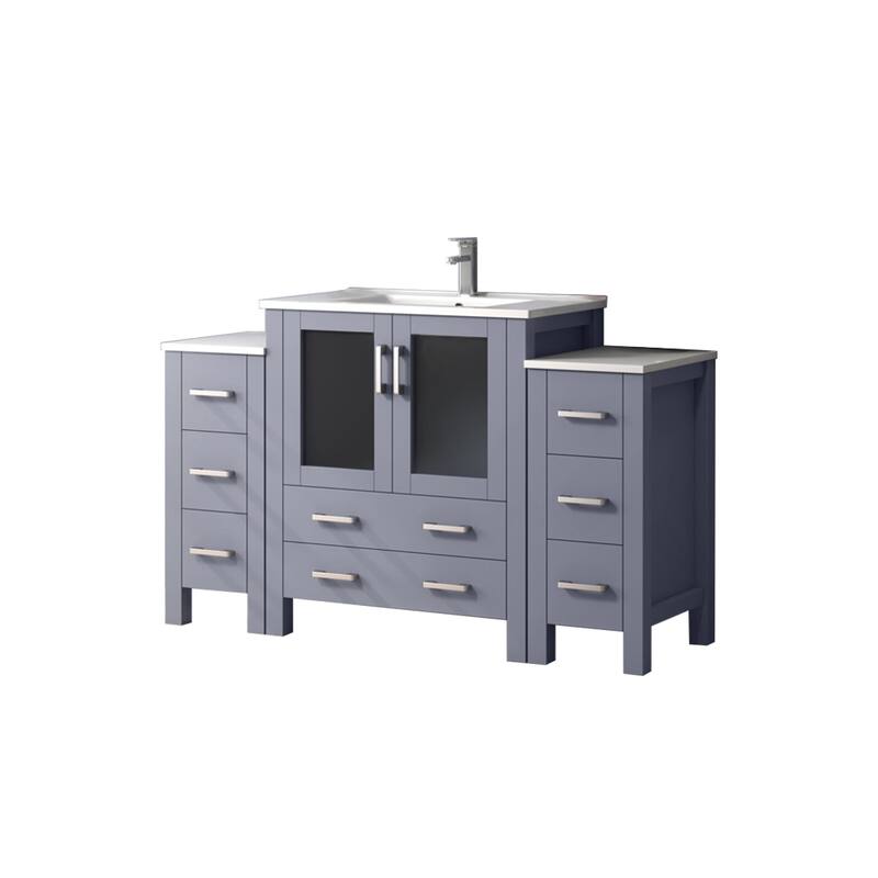 Volez Bath Vanity with Side Cabinets, Ceramic Top & Sink