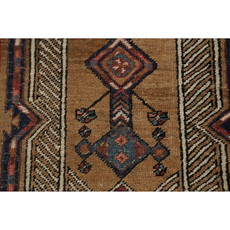 Hand Knotted Oriental 100% Wool Carpet Traditional Geometric Brown Sarab Runner Rug - 17' 10'' X 3' 4''