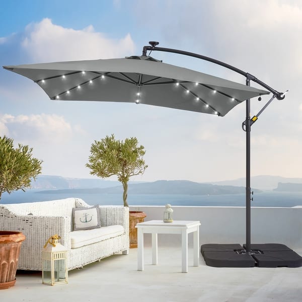 8 foot patio umbrella with lights 8x8 Cantilever Base cafes Features 8 modes 10 ft Outdoor Patio Umbrella