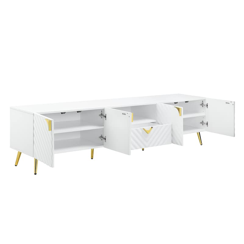 Gaines White High Gloss Finish TV Stand - White