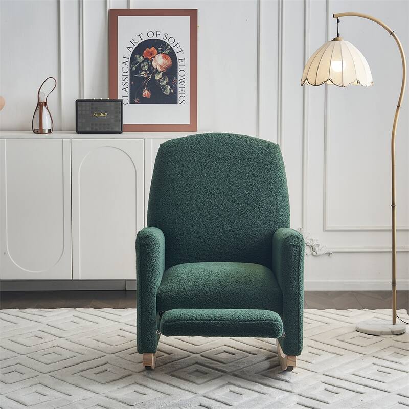 Teddy Fabric Rocking Chair With Adjustable Footrest