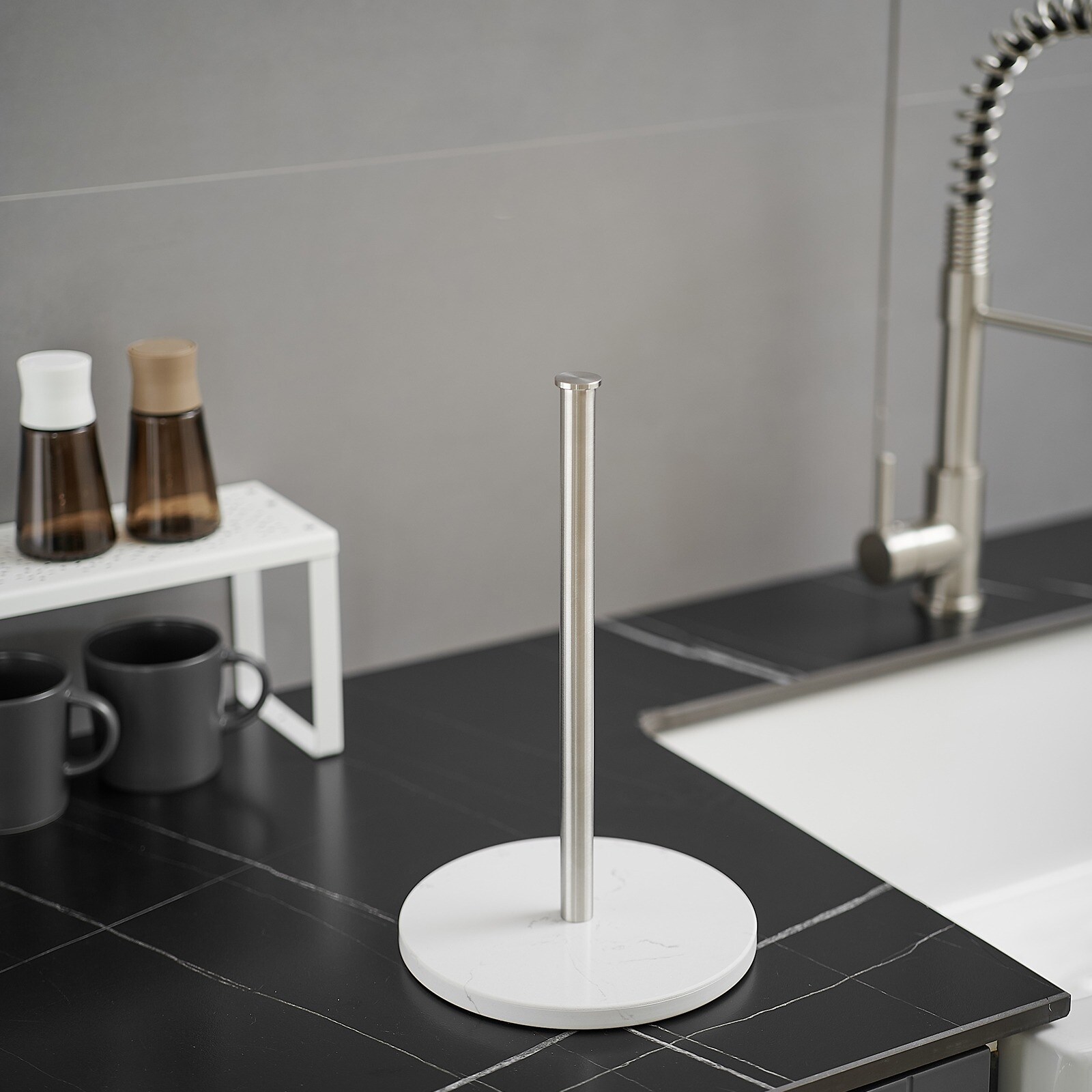 Paper Towel Holder Stand Countertop Standing with Natural Marble Base Bed Bath Beyond 40141459