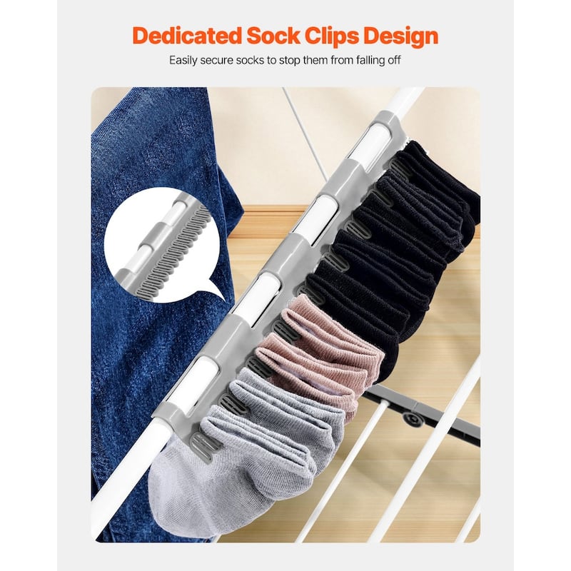 Foldable 2 Tier Clothes Drying Rack with Double Wings and 31 Rods for Indoor and Outdoor