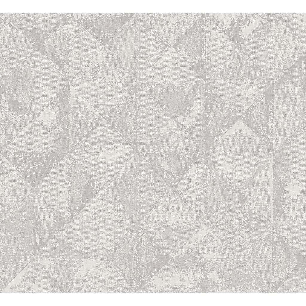 A-Street Prints Demir Grey Distressed Geometric Wallpaper